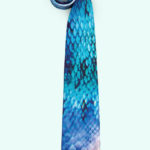 Blue Print Silk Skin Tie