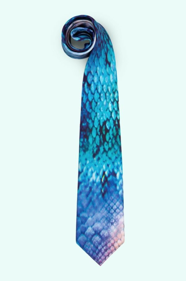 Blue Print Silk Skin Tie