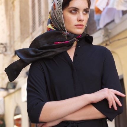 Irish designer Susannagh Grogan Large Printed Silk Scarf LOVE headscarf