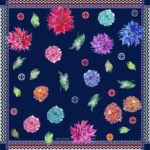 Susannagh Grogan Navy Zig Zag Flower Flash Collection printed silk scarf