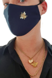 Susannagh Grogan Scarves - Navy + Gold Bee Face Mask