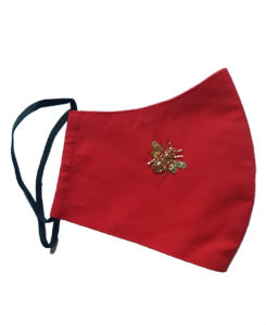 Susannagh Grogan Scarves. Red + Gold Bee Face Mask