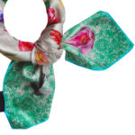 Aqua green printed square silk scarf by Irish designer