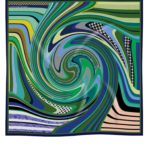 Green Swirl printed Silk Scarf Susannagh Grogan