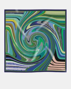 Green Swirl printed Silk Scarf by Irish designer Susannagh Grogan