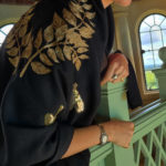 Gold Embroidery Black Cashmere Scarf