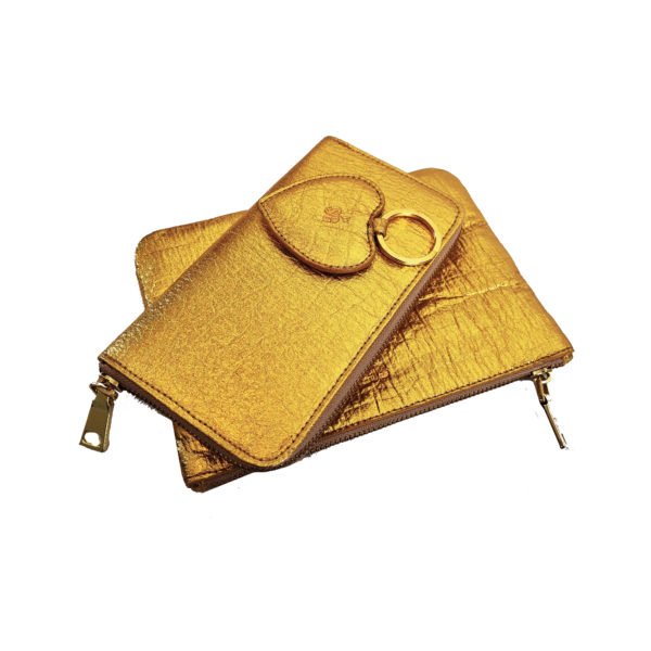 Gold clutch , purse and keyring set