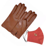 Brown Leather glove + Coral Gold Bee mask